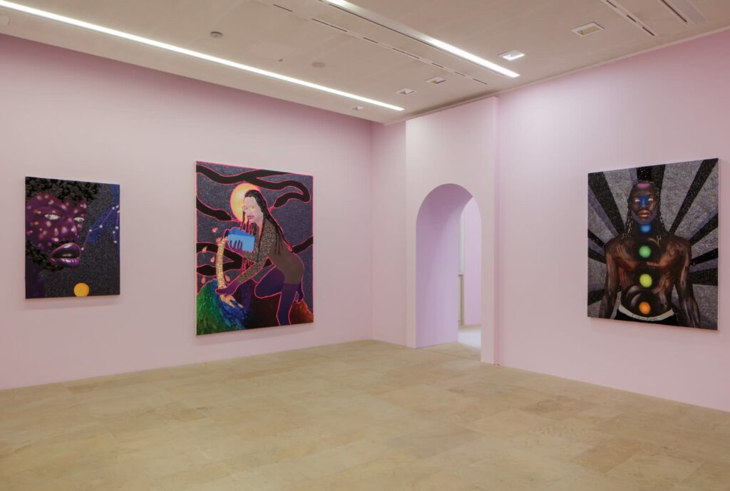 Installation view of "Devan Shimoyama: All the Rage" at Kunstpalais Erlangen