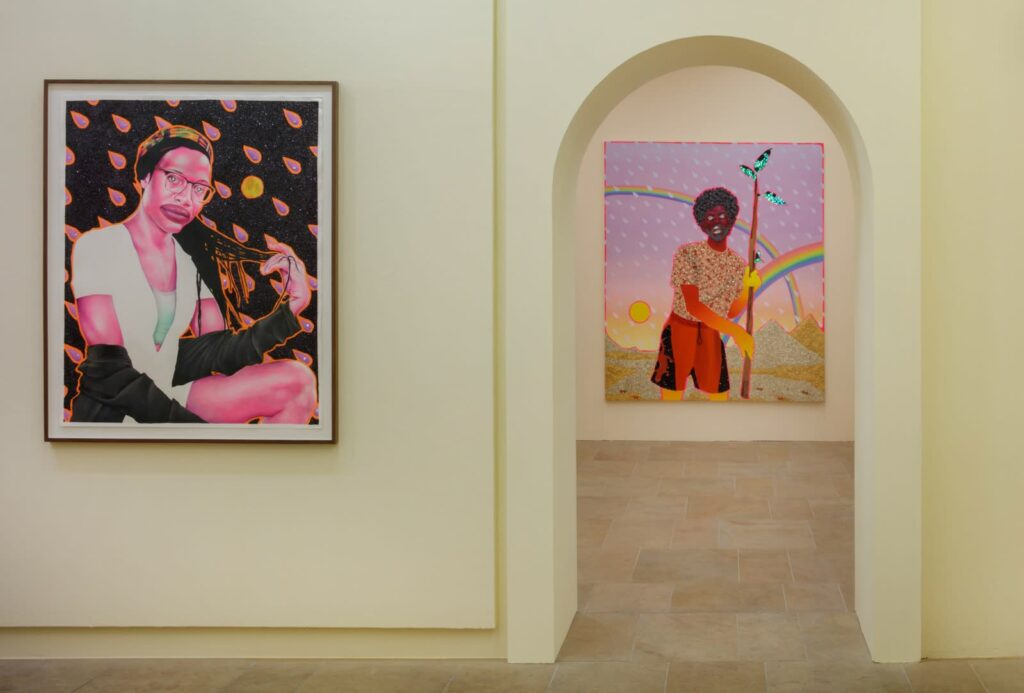 Installation view of "Devan Shimoyama: All the Rage" at Kunstpalais Erlangen