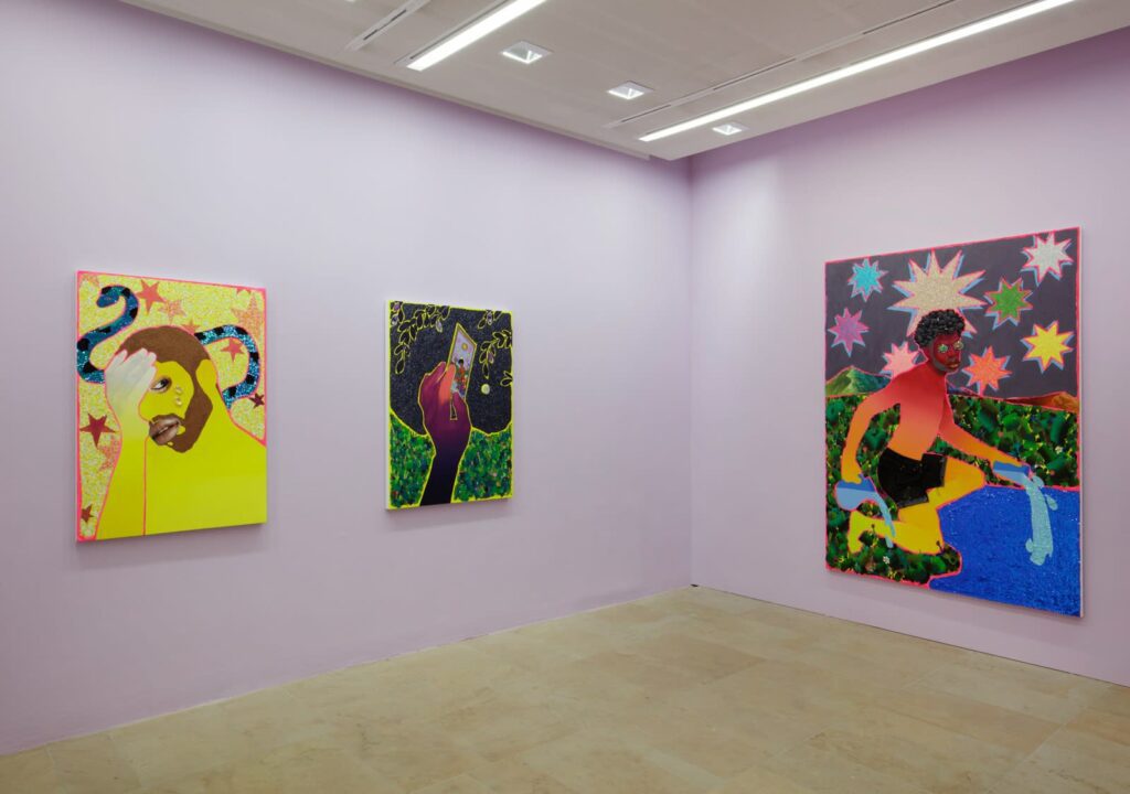 Installation view of "Devan Shimoyama: All the Rage" at Kunstpalais Erlangen