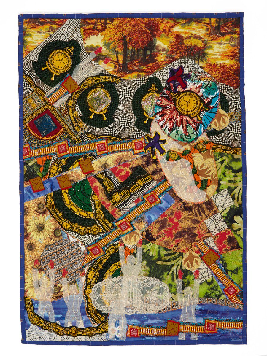 Tina Williams Brewer, I Come From The Root Over Yonder, 2017, Mixed media on fabric, 45.5 x 30 inches | 115.6 x 76.2 cm