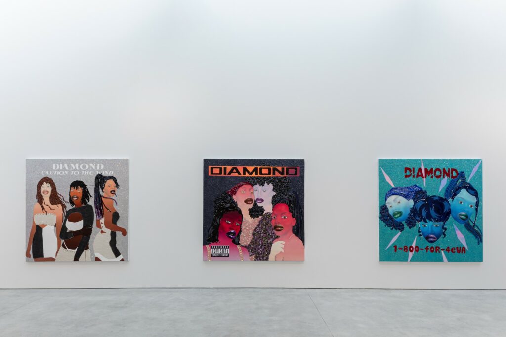 Installation view of Devan Shimoyama: DIAMOND at De Buck Gallery.