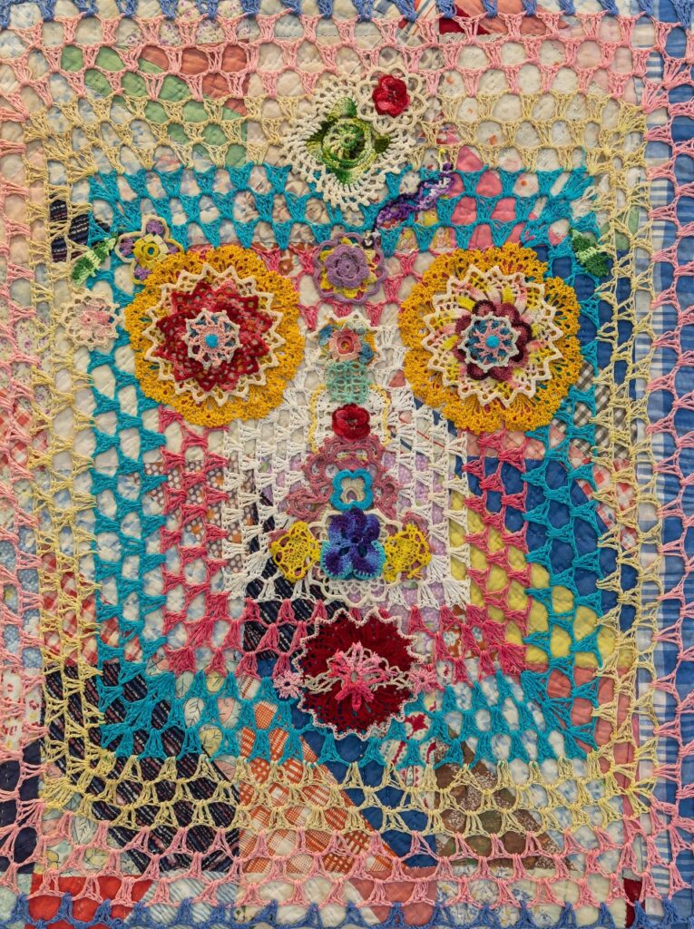 Zak Ové, Pierrot Grenade, 2021, Crochet Doilies, 24.41 x 18.11 inches | 62 x 46 cm