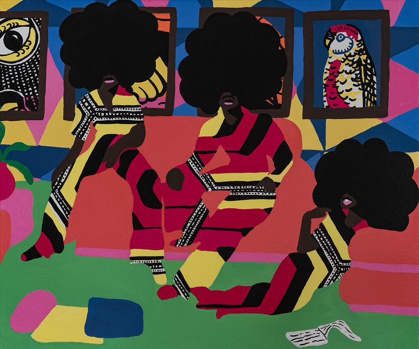 Sheena Rose, Three Chilling, 2022, Acrylic on canvas 18 x 20 inches | 45.7 x 50.8 cm