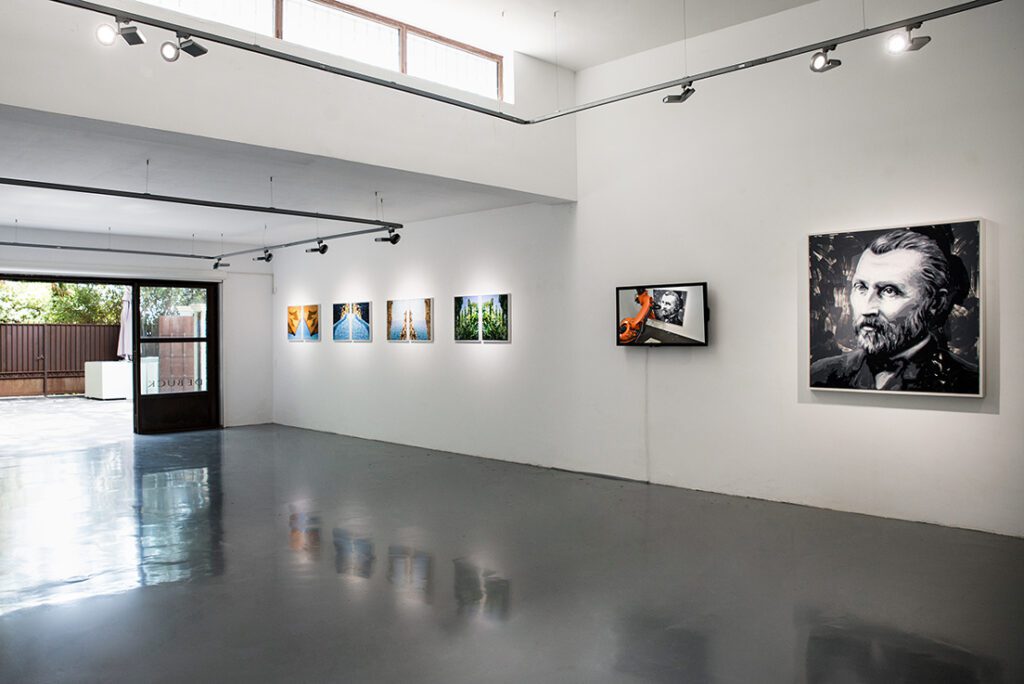 Installation view of 'Rob and Nick Carter: Robot Paintings, Sud de la France' at De Buck Gallery Saint-Paul de Vence.