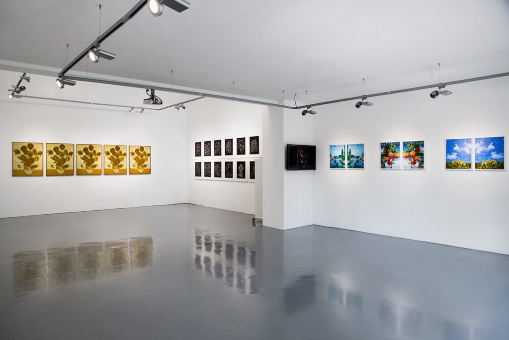 Installation view of 'Rob and Nick Carter: Robot Paintings, Sud de la France' at De Buck Gallery Saint-Paul de Vence.