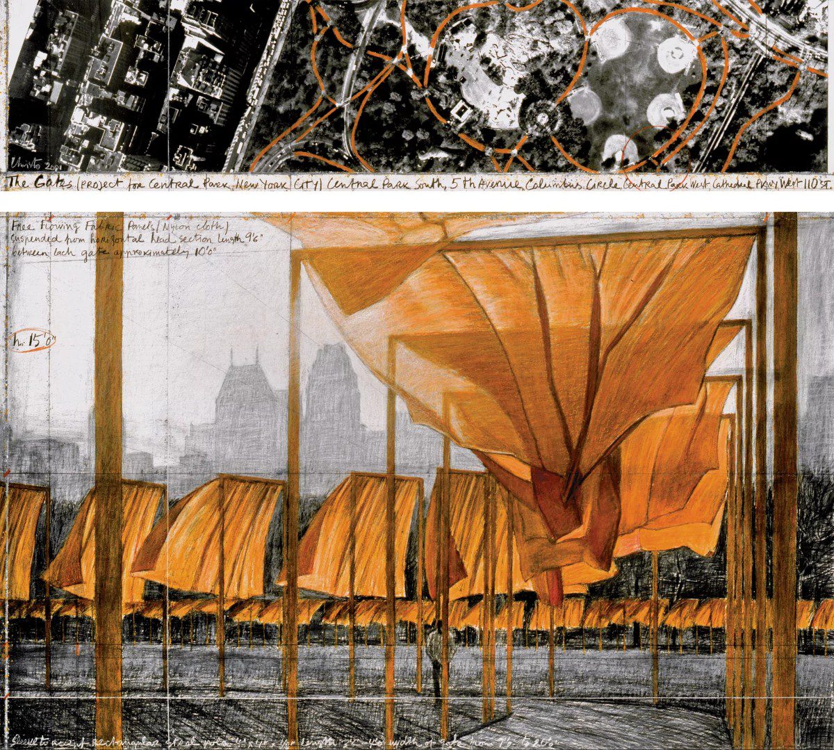The Gates (Project for Central Park, New York City) Drawing 2001 in two parts