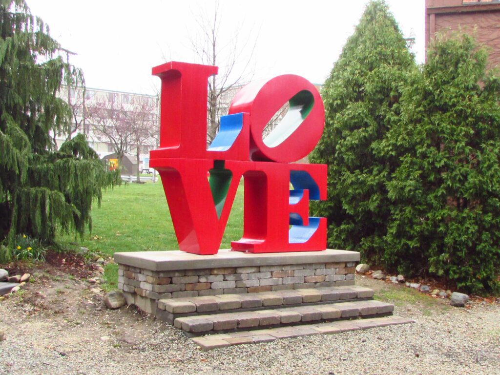 Robert Indiana's Love sculpture in New Castle Indiana